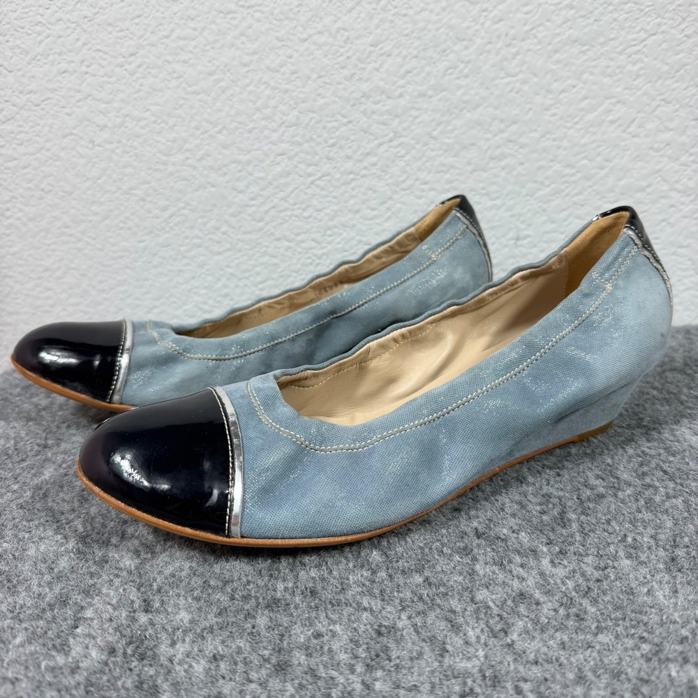 AGL Attilio Giusti Leombruni Cap Toe Wedge Womens 42.5 12 Blue Leather EUC Shoe
